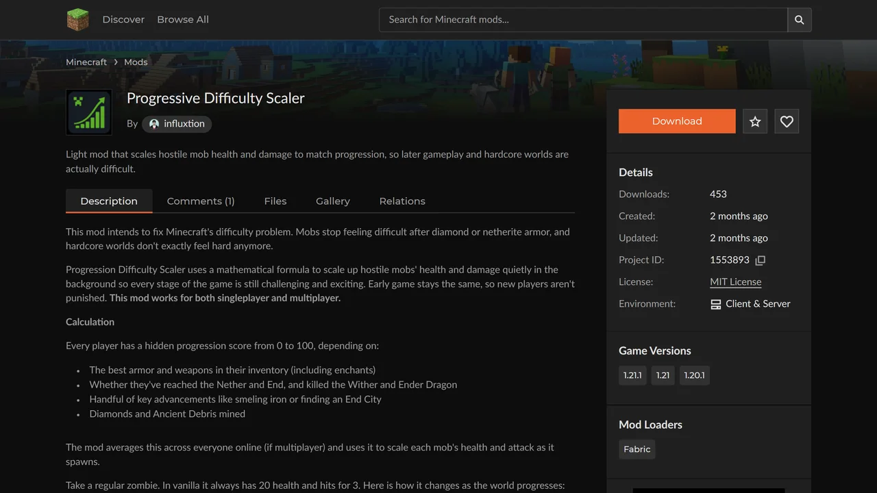 Progressive Difficulty Scaler on CurseForge